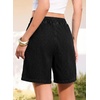image:imageSIDEFEEL Womens Jean Shorts High Waisted Stretchy Summer Drawstring Elastic Waist Baggy Denim ShortsBlack