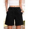 image:imageSIDEFEEL Womens Jean Shorts High Waisted Stretchy Summer Drawstring Elastic Waist Baggy Denim ShortsBlack