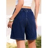 image:imageSIDEFEEL Womens Jean Shorts High Waisted Stretchy Summer Drawstring Elastic Waist Baggy Denim ShortsBluing
