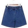 image:imageSIDEFEEL Womens Jean Shorts High Waisted Stretchy Summer Drawstring Elastic Waist Baggy Denim ShortsDark Blue
