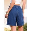 image:imageSIDEFEEL Womens Jean Shorts High Waisted Stretchy Summer Drawstring Elastic Waist Baggy Denim ShortsDark Blue