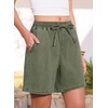 image:imageSIDEFEEL Womens Jean Shorts High Waisted Stretchy Summer Drawstring Elastic Waist Baggy Denim ShortsGreen