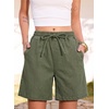 image:imageSIDEFEEL Womens Jean Shorts High Waisted Stretchy Summer Drawstring Elastic Waist Baggy Denim ShortsGreen
