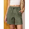 image:imageSIDEFEEL Womens Jean Shorts High Waisted Stretchy Summer Drawstring Elastic Waist Baggy Denim ShortsGreen