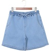 image:imageSIDEFEEL Womens Jean Shorts High Waisted Stretchy Summer Drawstring Elastic Waist Baggy Denim ShortsIceland Blue