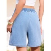 image:imageSIDEFEEL Womens Jean Shorts High Waisted Stretchy Summer Drawstring Elastic Waist Baggy Denim ShortsIceland Blue