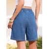 image:imageSIDEFEEL Womens Jean Shorts High Waisted Stretchy Summer Drawstring Elastic Waist Baggy Denim ShortsLight Blue