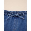 image:imageSIDEFEEL Womens Jean Shorts High Waisted Stretchy Summer Drawstring Elastic Waist Baggy Denim ShortsLight Blue