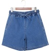 image:imageSIDEFEEL Womens Jean Shorts High Waisted Stretchy Summer Drawstring Elastic Waist Baggy Denim ShortsLight Blue
