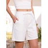 image:imageSIDEFEEL Womens Jean Shorts High Waisted Stretchy Summer Drawstring Elastic Waist Baggy Denim ShortsWhite