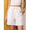 image:imageSIDEFEEL Womens Jean Shorts High Waisted Stretchy Summer Drawstring Elastic Waist Baggy Denim ShortsWhite