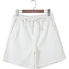 image:imageSIDEFEEL Womens Jean Shorts High Waisted Stretchy Summer Drawstring Elastic Waist Baggy Denim ShortsWhite