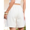 image:imageSIDEFEEL Womens Jean Shorts High Waisted Stretchy Summer Drawstring Elastic Waist Baggy Denim ShortsWhite