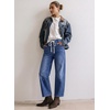 image:imageSidefeel Barrel Jeans for Women Drawstring Wide Leg High Waisted Baggy Stretchy Boyfriend Trendy Cropped Ankle Denim PantsDark Blue
