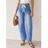image:imageSidefeel Barrel Jeans for Women Drawstring Wide Leg High Waisted Baggy Stretchy Boyfriend Trendy Cropped Ankle Denim PantsLight Blue