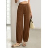 image:imageSidefeel Barrel Jeans for Women Trendy Wide Leg High Waisted Cropped Baggy Relax Fit Stretch Pocketed Denim Ankle PantsBrown