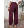 image:imageSidefeel Barrel Jeans for Women Trendy Wide Leg High Waisted Cropped Baggy Relax Fit Stretch Pocketed Denim Ankle PantsBurgundy