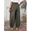 image:imageSidefeel Barrel Jeans for Women Trendy Wide Leg High Waisted Cropped Baggy Relax Fit Stretch Pocketed Denim Ankle PantsGreen