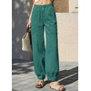 image:imageSidefeel Barrel Jeans for Women Trendy Wide Leg High Waisted Cropped Baggy Relax Fit Stretch Pocketed Denim Ankle PantsLake Green