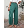 image:imageSidefeel Barrel Jeans for Women Trendy Wide Leg High Waisted Cropped Baggy Relax Fit Stretch Pocketed Denim Ankle PantsLake Green