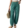 image:imageSidefeel Barrel Jeans for Women Trendy Wide Leg High Waisted Cropped Baggy Relax Fit Stretch Pocketed Denim Ankle PantsLake Green