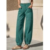 image:imageSidefeel Barrel Jeans for Women Trendy Wide Leg High Waisted Cropped Baggy Relax Fit Stretch Pocketed Denim Ankle PantsLake Green