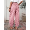 image:imageSidefeel Barrel Jeans for Women Trendy Wide Leg High Waisted Cropped Baggy Relax Fit Stretch Pocketed Denim Ankle PantsPink Brown Dots