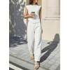 image:imageSidefeel Barrel Jeans for Women Trendy Wide Leg High Waisted Cropped Baggy Relax Fit Stretch Pocketed Denim Ankle PantsWhite