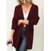 image:imageSidefeel Cardigan Sweaters for Women 2026 Fall Long Sleeve Open Front Contrast Oversized Chunky Hooded Sweaters CoatBurgundy
