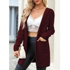 image:imageSidefeel Cardigan Sweaters for Women 2026 Fall Long Sleeve Open Front Contrast Oversized Chunky Hooded Sweaters CoatBurgundy