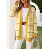 image:imageSidefeel Cardigan Sweaters for Women Lightweight Striped 2026 Long Sleeve Open Front Loose Knit Sweaters ClothesBanana Cream