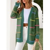 image:imageSidefeel Cardigan Sweaters for Women Lightweight Striped 2026 Long Sleeve Open Front Loose Knit Sweaters ClothesBlackish Green
