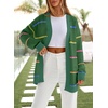 image:imageSidefeel Cardigan Sweaters for Women Lightweight Striped 2026 Long Sleeve Open Front Loose Knit Sweaters ClothesBlackish Green
