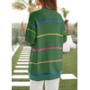 image:imageSidefeel Cardigan Sweaters for Women Lightweight Striped 2026 Long Sleeve Open Front Loose Knit Sweaters ClothesBlackish Green