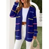 image:imageSidefeel Cardigan Sweaters for Women Lightweight Striped 2026 Long Sleeve Open Front Loose Knit Sweaters ClothesBluing