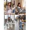 image:imageSidefeel Cardigan Sweaters for Women Lightweight Striped 2026 Long Sleeve Open Front Loose Knit Sweaters ClothesGray