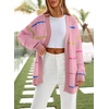 image:imageSidefeel Cardigan Sweaters for Women Lightweight Striped 2026 Long Sleeve Open Front Loose Knit Sweaters ClothesPink