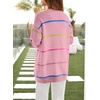 image:imageSidefeel Cardigan Sweaters for Women Lightweight Striped 2026 Long Sleeve Open Front Loose Knit Sweaters ClothesPink