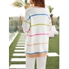 image:imageSidefeel Cardigan Sweaters for Women Lightweight Striped 2026 Long Sleeve Open Front Loose Knit Sweaters ClothesWhite