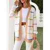 image:imageSidefeel Cardigan Sweaters for Women Lightweight Striped 2026 Long Sleeve Open Front Loose Knit Sweaters ClothesWhite