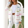 image:imageSidefeel Cardigan Sweaters for Women Lightweight Striped 2026 Long Sleeve Open Front Loose Knit Sweaters ClothesWhite Beige