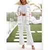 image:imageSidefeel Cardigan Sweaters for Women Lightweight Striped 2026 Long Sleeve Open Front Loose Knit Sweaters ClothesWhite Beige