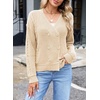 image:imageSidefeel Cardigan Sweaters for Women Long Sleeve Wrap V Neck Double Breasted Cable Knit Oversized Chunky Sweater CoatApricot