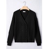 image:imageSidefeel Cardigan Sweaters for Women Long Sleeve Wrap V Neck Double Breasted Cable Knit Oversized Chunky Sweater CoatBlack