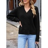 image:imageSidefeel Cardigan Sweaters for Women Long Sleeve Wrap V Neck Double Breasted Cable Knit Oversized Chunky Sweater CoatBlack