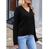 image:imageSidefeel Cardigan Sweaters for Women Long Sleeve Wrap V Neck Double Breasted Cable Knit Oversized Chunky Sweater CoatBlack