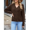 image:imageSidefeel Cardigan Sweaters for Women Long Sleeve Wrap V Neck Double Breasted Cable Knit Oversized Chunky Sweater CoatCoffee