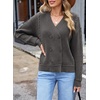 image:imageSidefeel Cardigan Sweaters for Women Long Sleeve Wrap V Neck Double Breasted Cable Knit Oversized Chunky Sweater CoatDark Grey