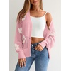 image:imageSidefeel Cardigan for Women Crochet Knit Button See Through Lightweight Long Sleeve Sweater TopsLight Pink