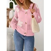 image:imageSidefeel Cardigan for Women Crochet Knit Button See Through Lightweight Long Sleeve Sweater TopsLight Pink